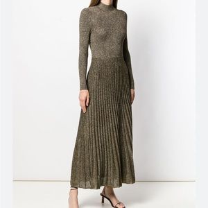 Sandro gold metallic long dress